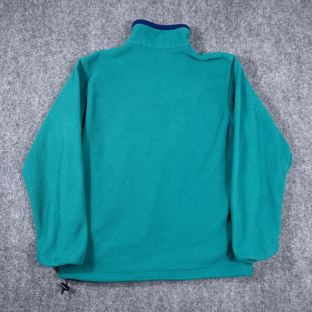 LL Bean Fleece Pullover Mens Large Teal 1/4 Zip Mock Neck Gorpcore 90s Vintage